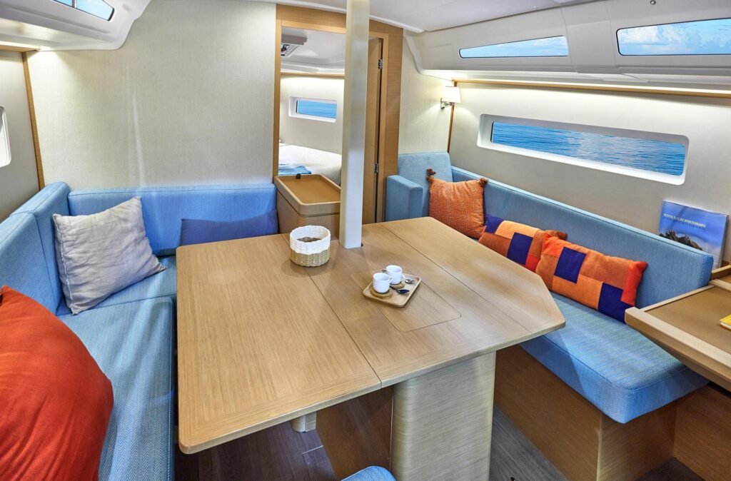 French sailing yacht for 8 guests for sale, under way at sea
