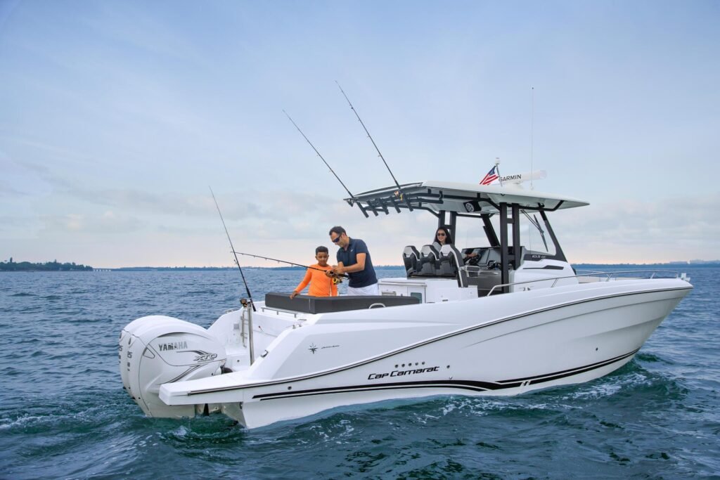 1 cabin center console for sale around 100,000 euros, at anchor