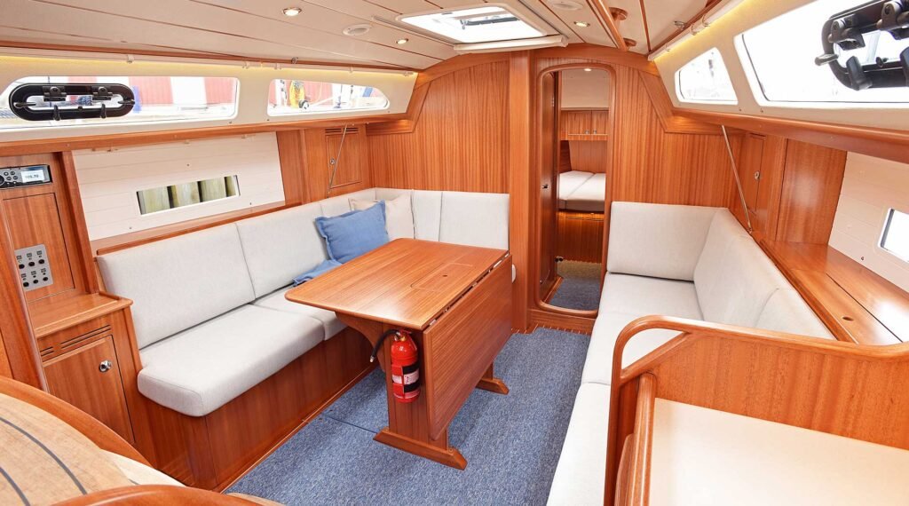 luxury Swedish sailing yacht for sale, interior and living space
