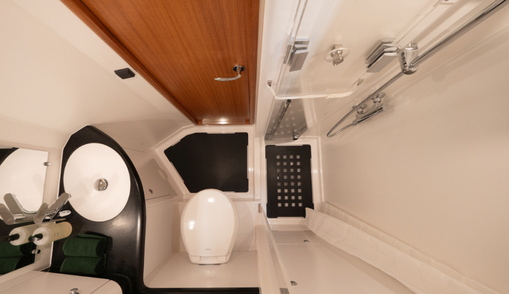 swedish monohull sailing yacht for sale, exterior on the water