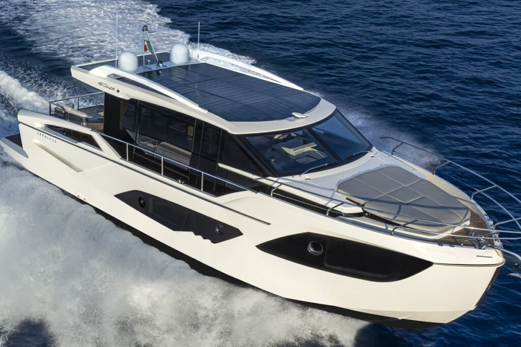 15 metre 8 guest coupe yacht for sale, at anchor