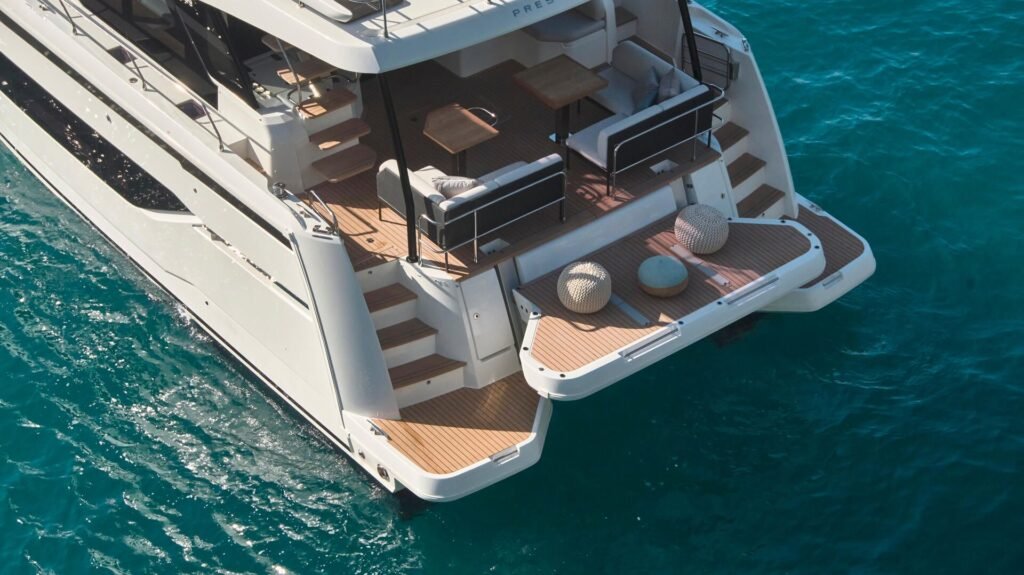 16 metre France Luxury yacht at anchor in calm waters