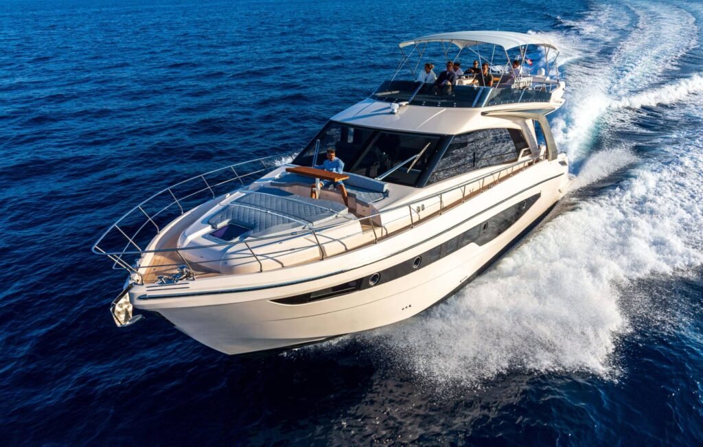 18 metre 3 cabin Italian built yacht for sale, exterior on the water