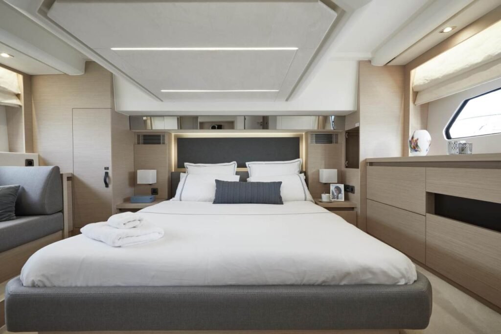 14 metre planing 16 guest yacht at anchor