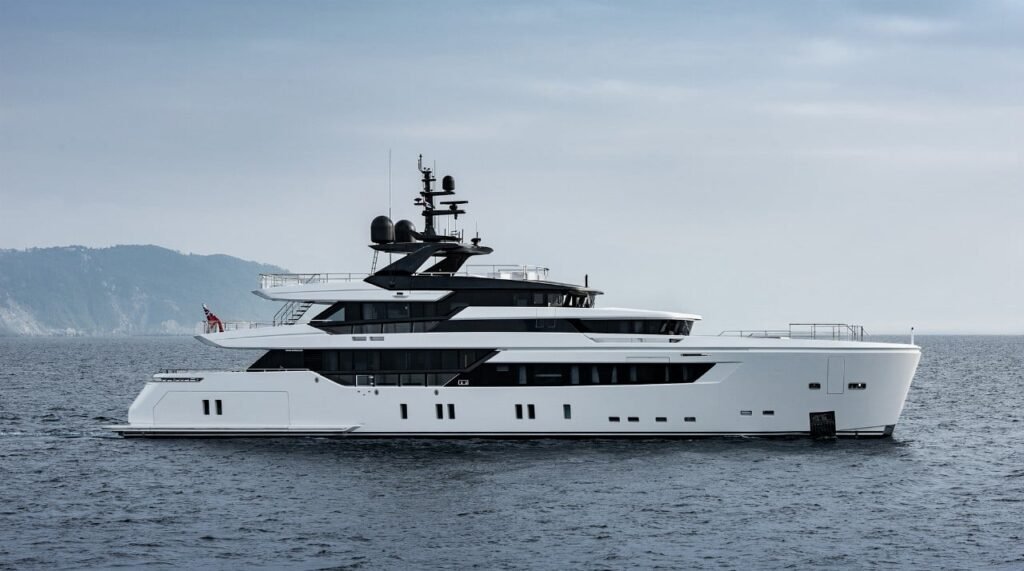 10 guest aluminium planing yacht for sale, exterior on the water