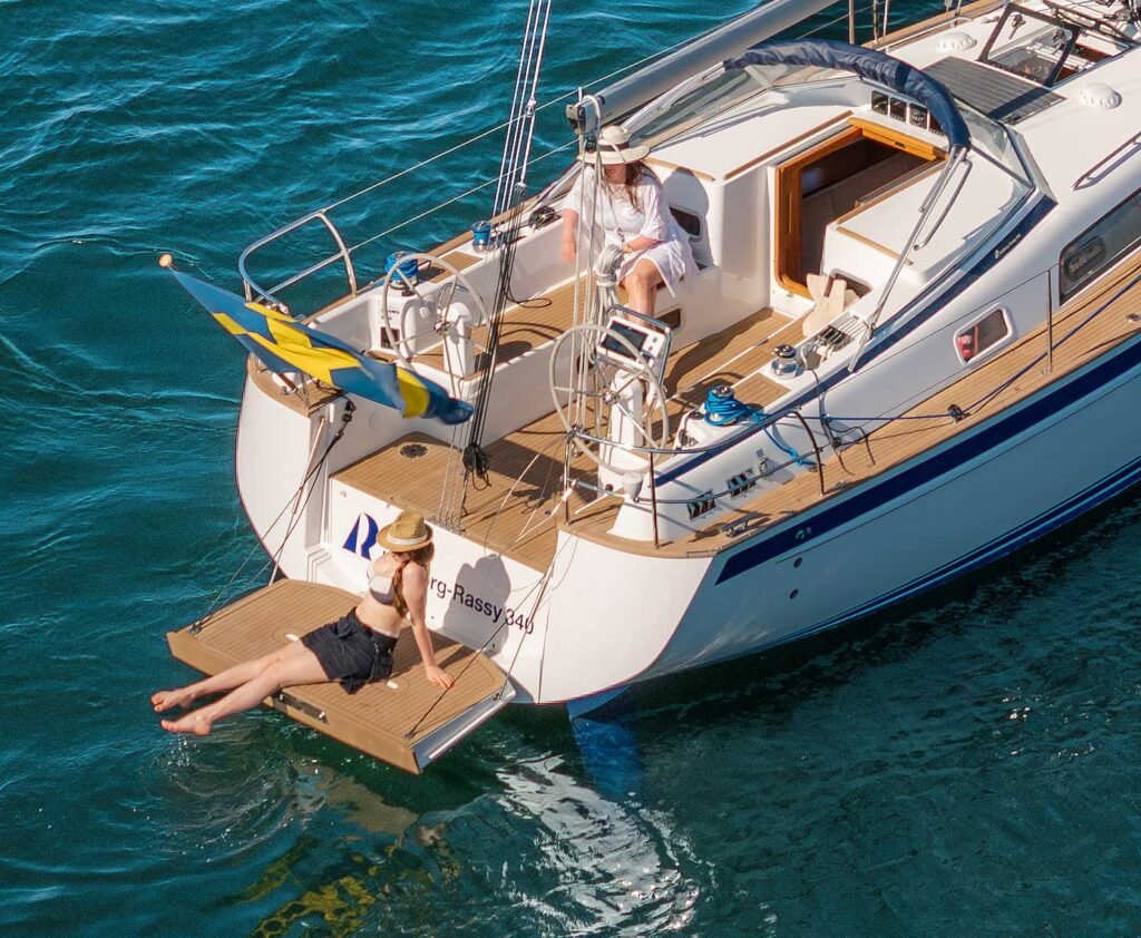 luxury Swedish sailing yacht for sale, under way at sea