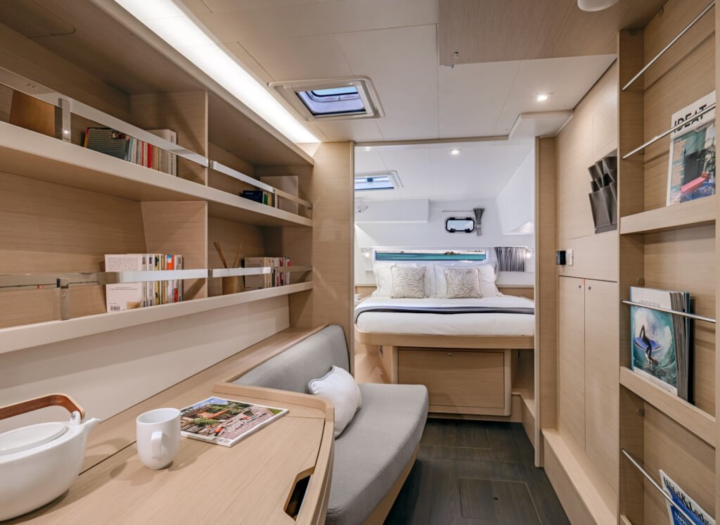 13 metre French luxury yacht, elegant salon and living space