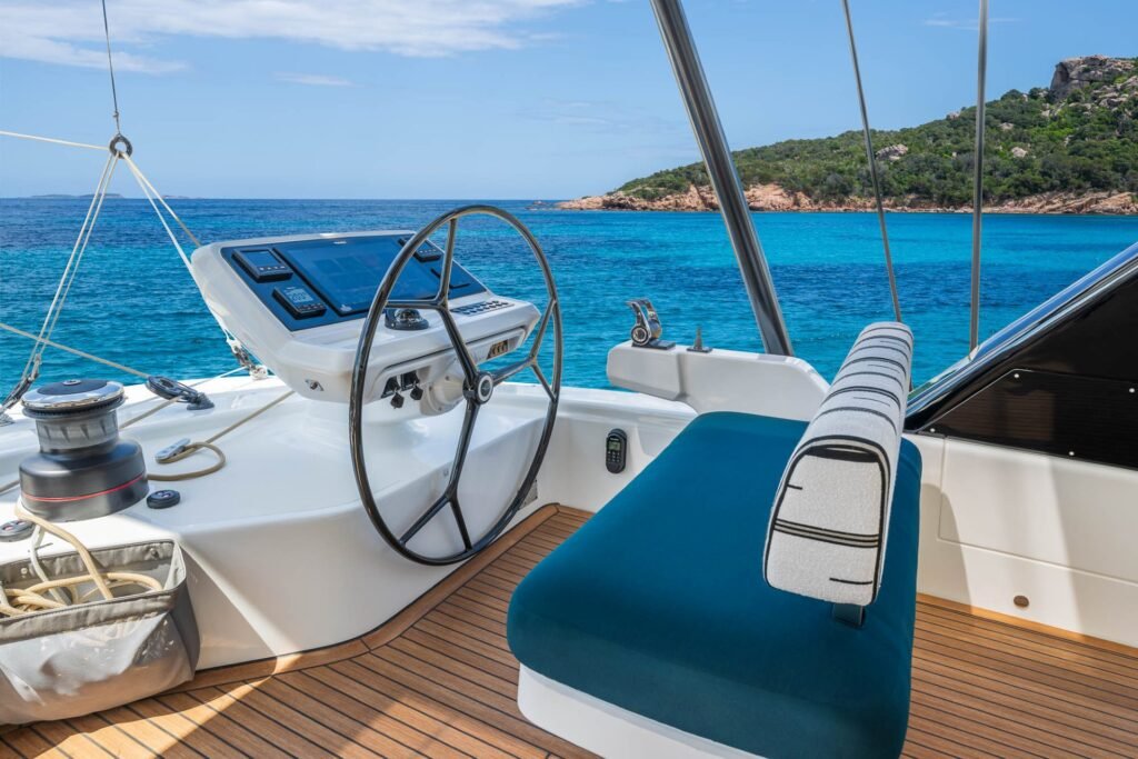 26 metre catamaran yacht for sale, exterior on the water