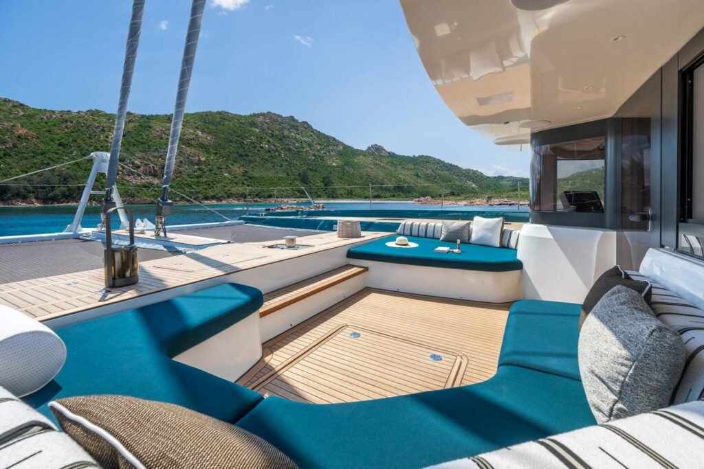 26 metre French built yacht for sale, at anchor