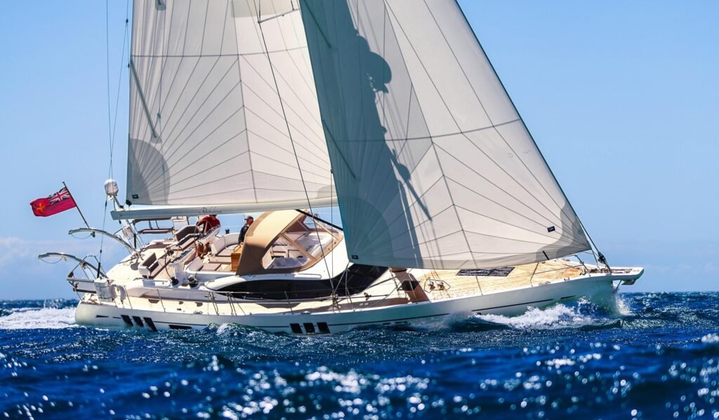 18 metre 3 cabin UK built yacht for sale, exterior on the water
