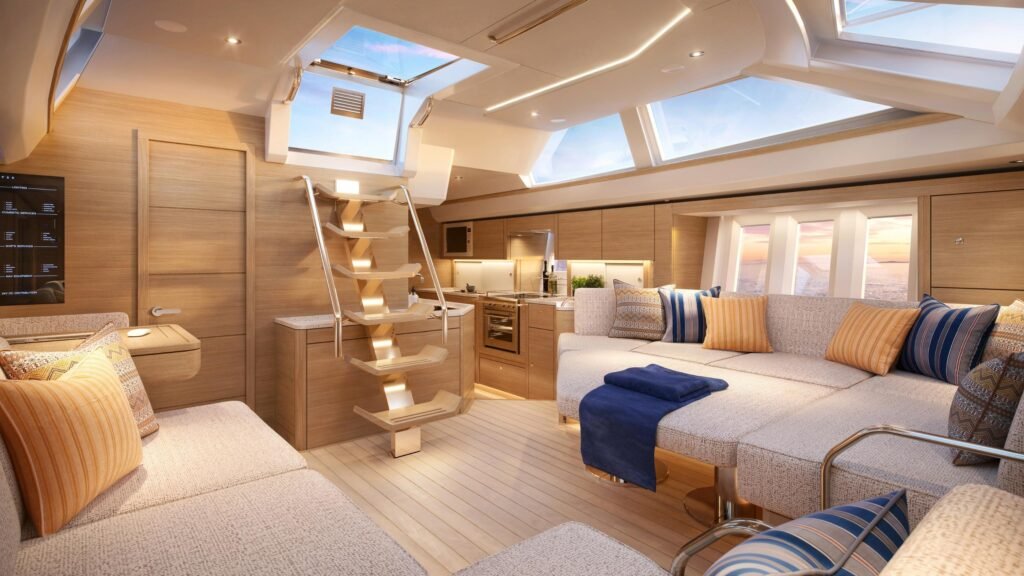 18 metre 3 cabin UK built yacht for sale, interior and living space