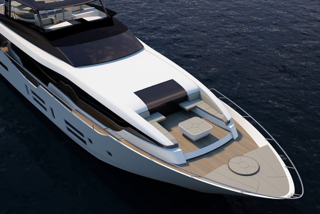 open yacht cockpit and sunpads at anchor