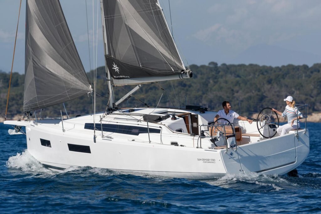 16 guest French monohull interior and spacious living area