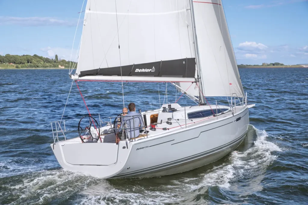 11 metre German planning yacht at rest in harbour
