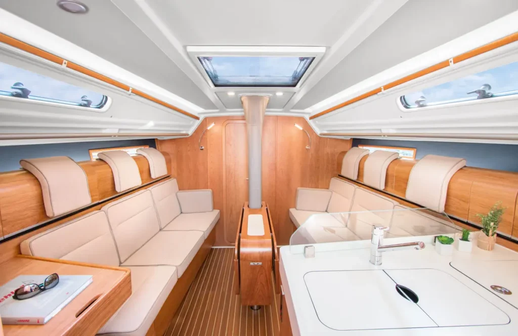 11 metre German planning yacht helm station and cockpit