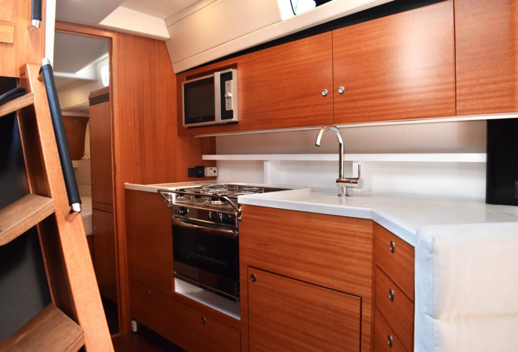 12m displacement sailing yacht under way with sails set