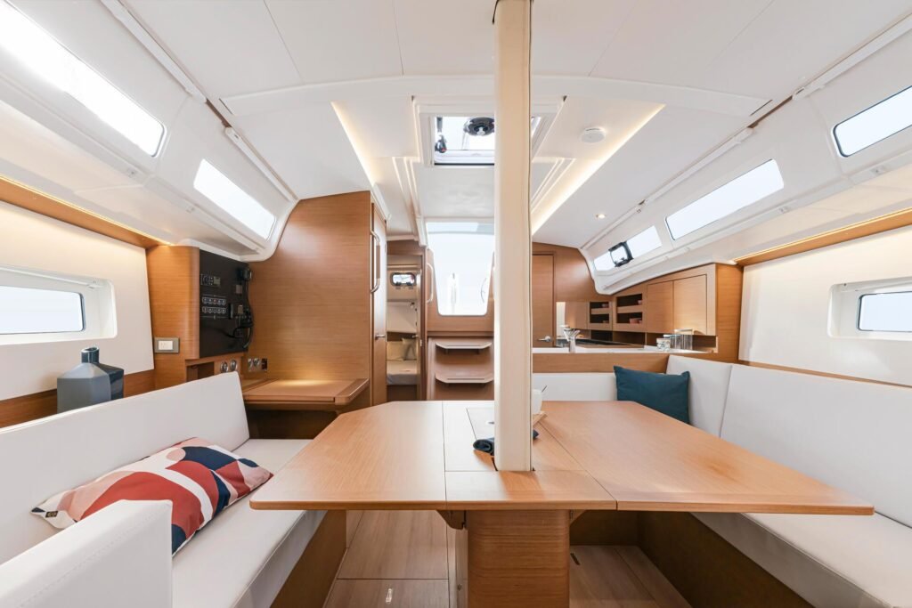 French sailing yacht for 8 guests for sale, exterior on the water