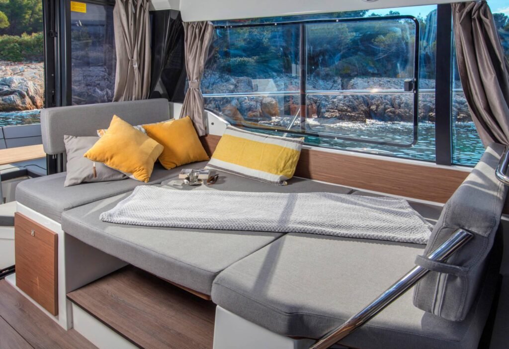 11 metre 3 cabin planing yacht for sale, exterior on the water