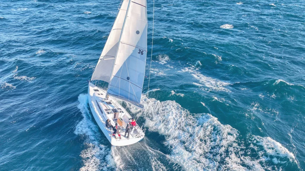 11 metre 3 cabin luxury yacht for sale, exterior on the water