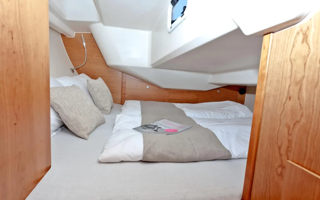 saildrive sailing yacht under way with sails set
