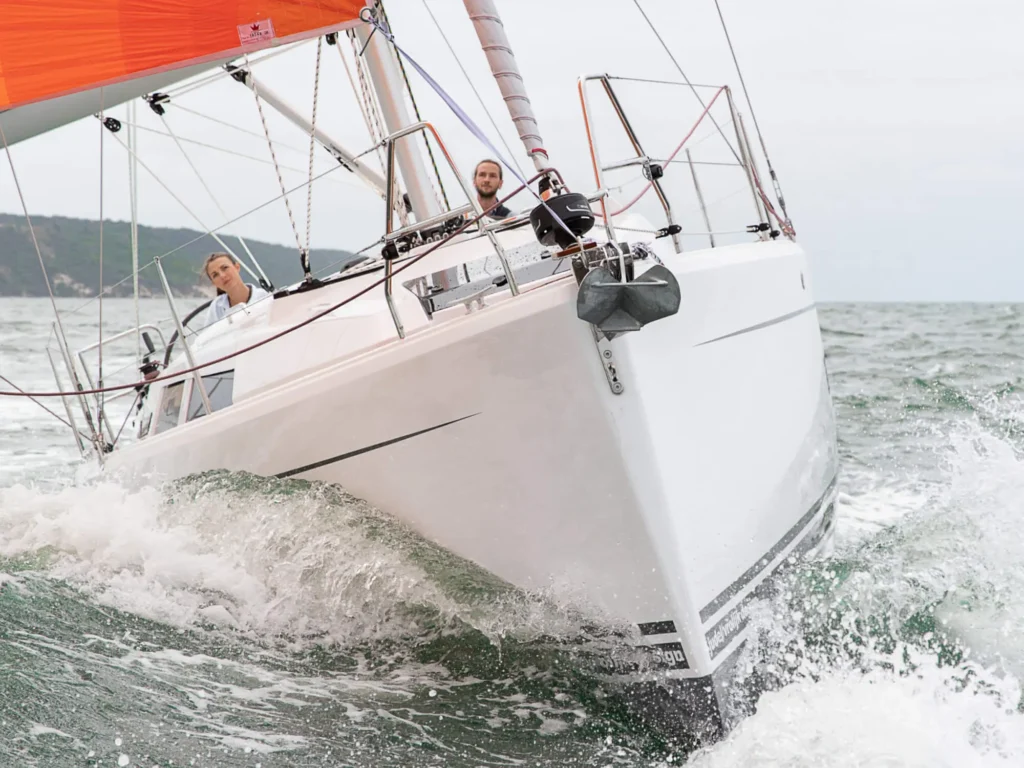 2 cabin 8 guest German built yacht for sale, exterior on the water