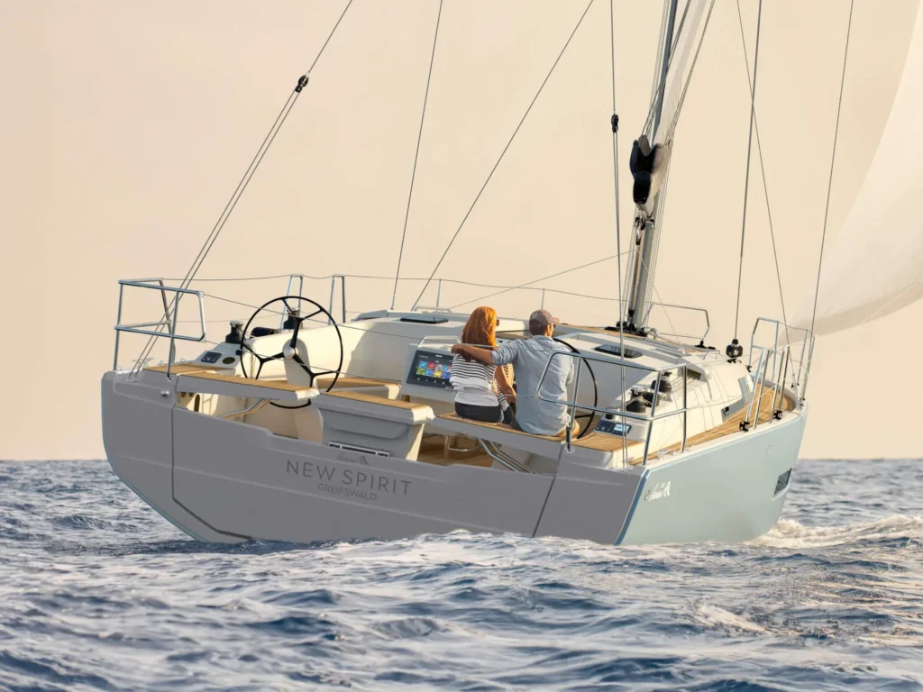 German inboard yacht with 2 cabins, engine compartment
