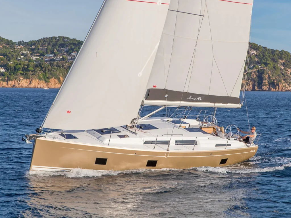 German-built 12 metre luxury yacht, at anchor