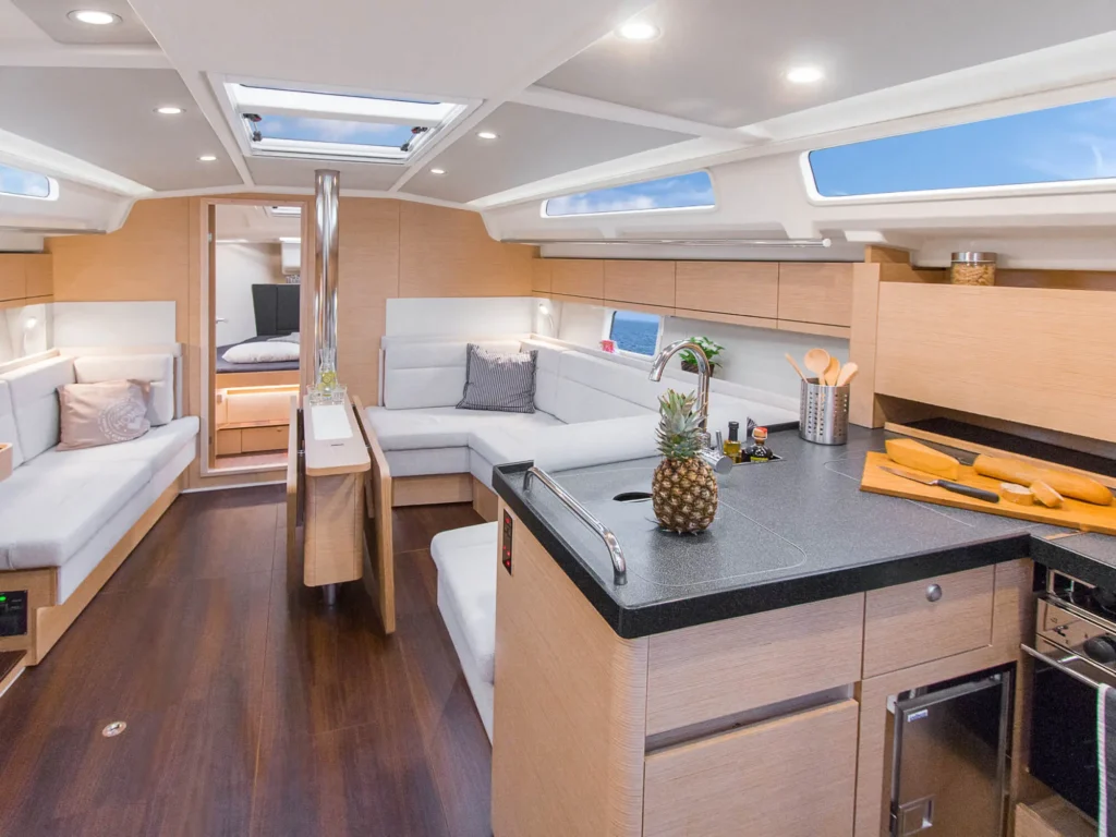 displacement monohull sailing yacht under way offshore