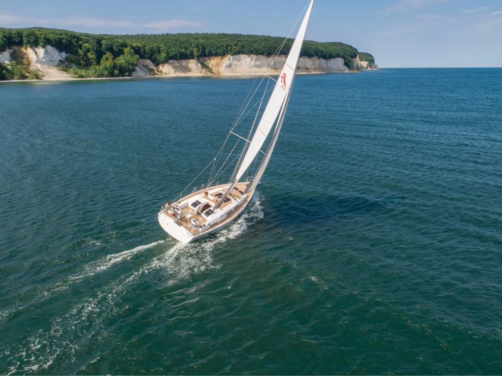 16 guest German monohull yacht, comfortable interior spaces