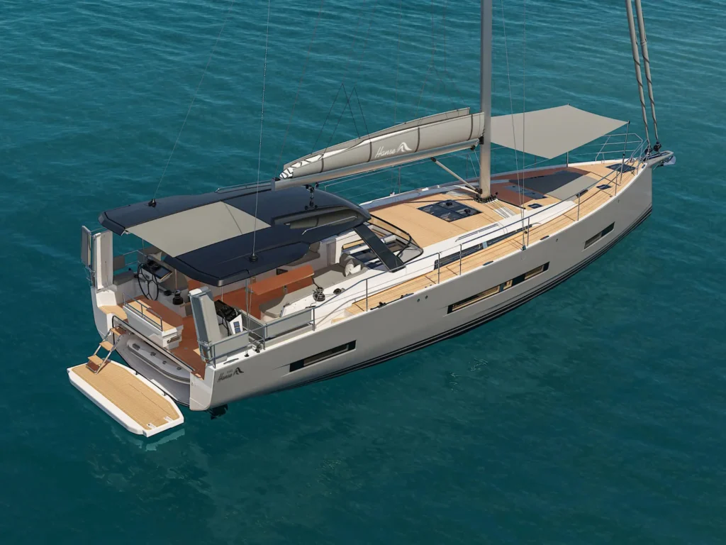 18m sailing yacht for sale, exterior on the water