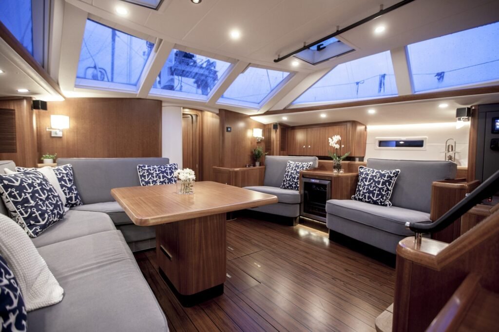 18m sailing yacht for 12 guests interior and living space