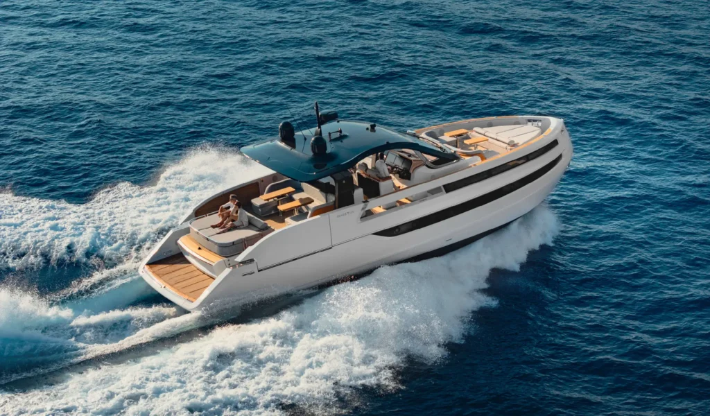 2 cabin luxury yacht at anchor, elegant exterior