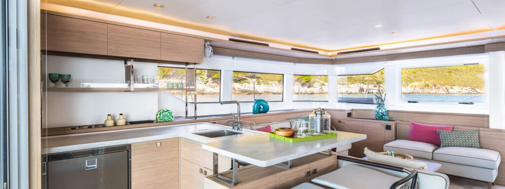 18m displacement sailing yacht interior and living space
