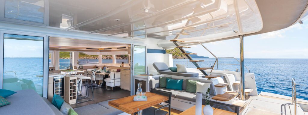 18m displacement sailing yacht for sale, exterior on the water