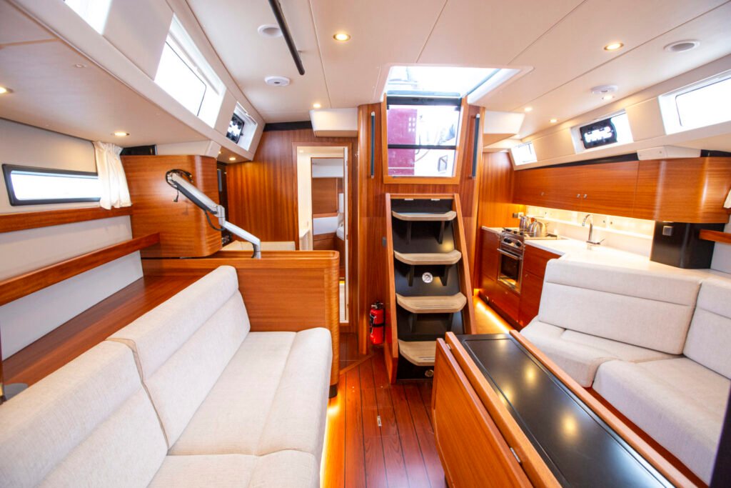 swedish displacement sailing yacht interior and living space