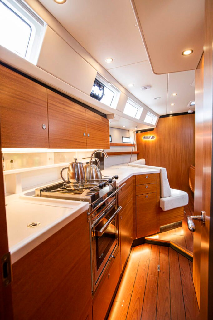 12m displacement sailing yacht interior and living space