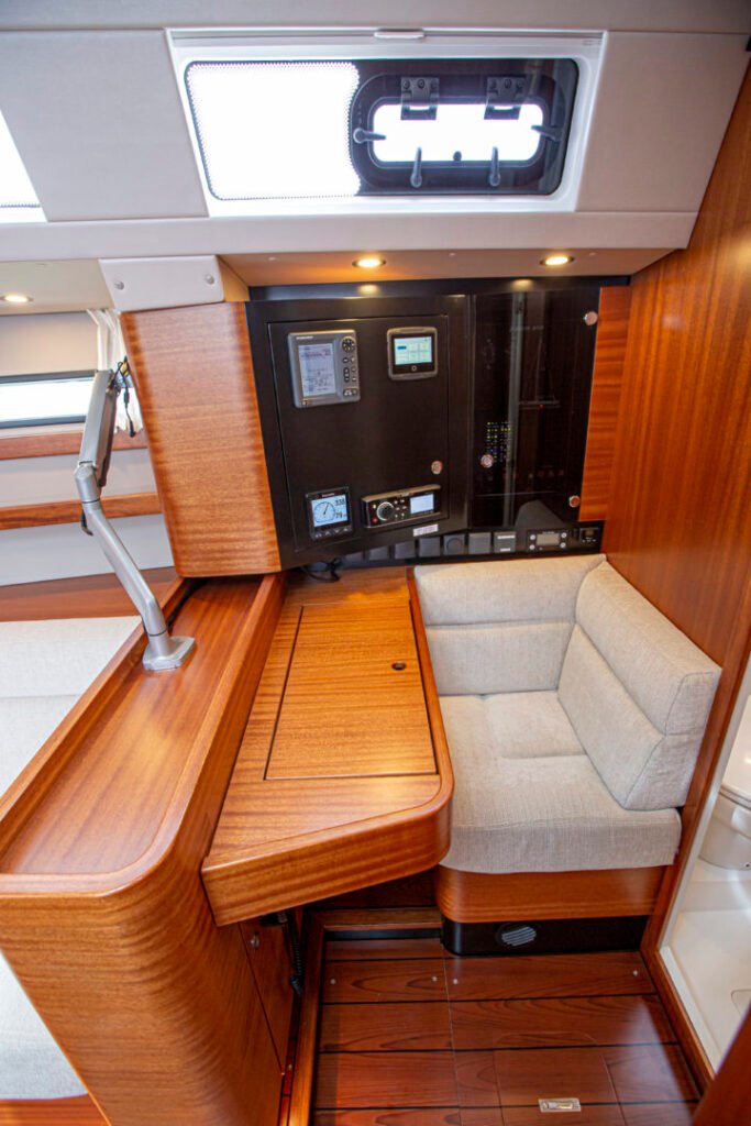 najad grp sailing yacht for sale, exterior on the water