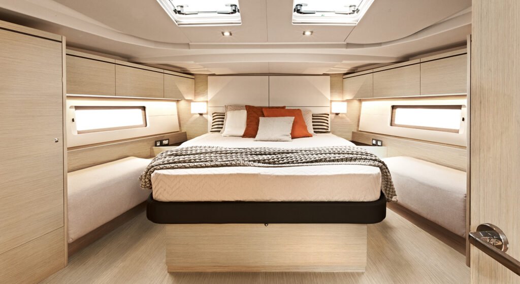 luxury displacement sailing yacht refined interior and living space