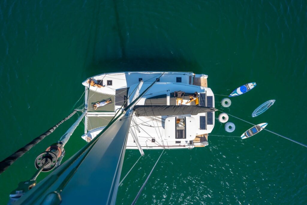 2 cabin luxury catamaran interior with refined hull cabin accommodation