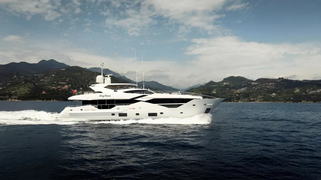 10 guest inboard luxury yacht for sale, at anchor