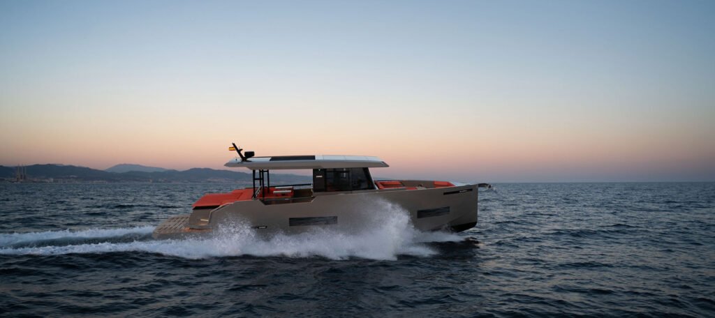 coupe yacht for sale near 900,000 euros, showing hardtop design