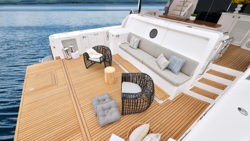 8 guest Taiwanese built yacht for sale, at anchor in a scenic bay