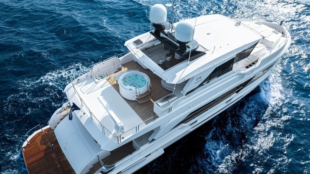 28 metre Taiwanese built yacht for sale, at anchor