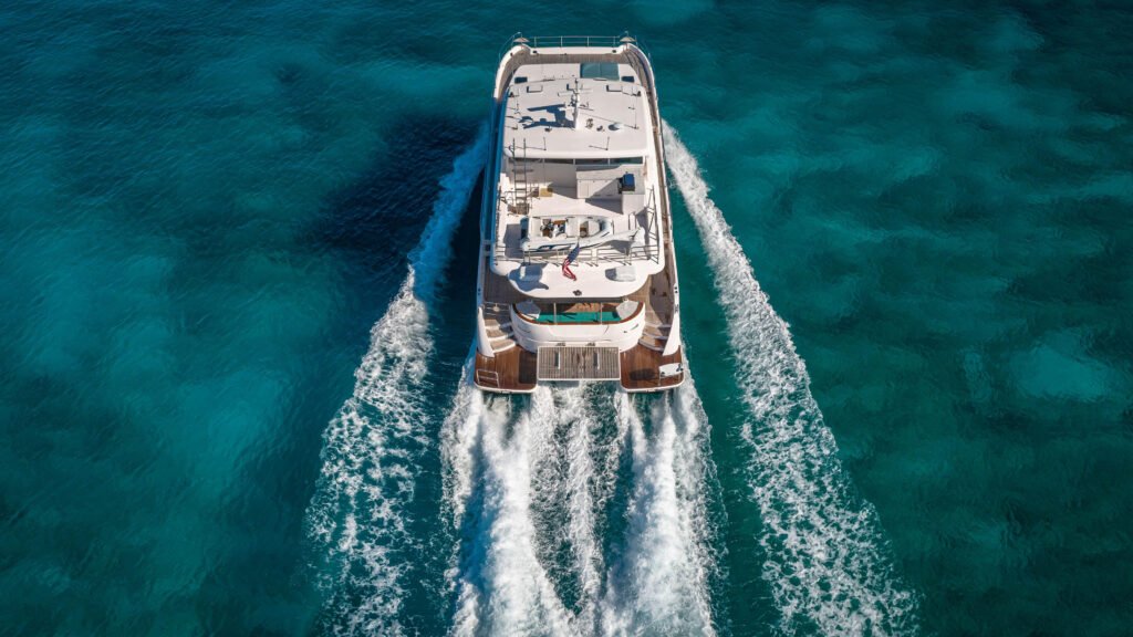 20 metre luxury catamaran yacht for sale, at anchor