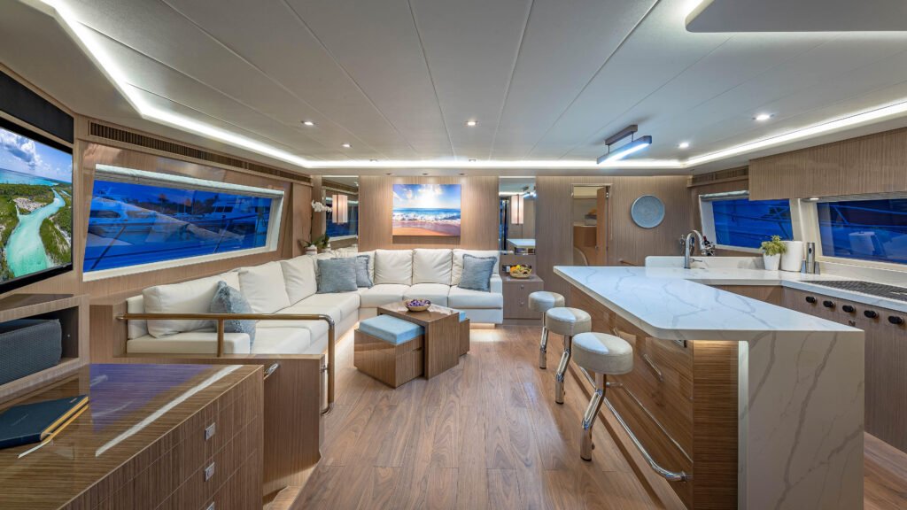 18 metre 4 cabin planing yacht for sale, interior and living space