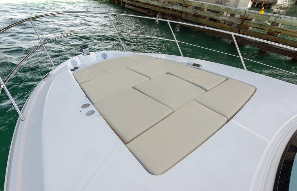 12 metre coupe 2 cabin yacht, interior salon flowing to cockpit