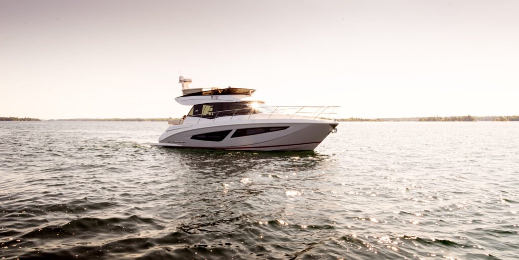 14 metre 2 cabin yacht around 400,000 euros, exterior on the water