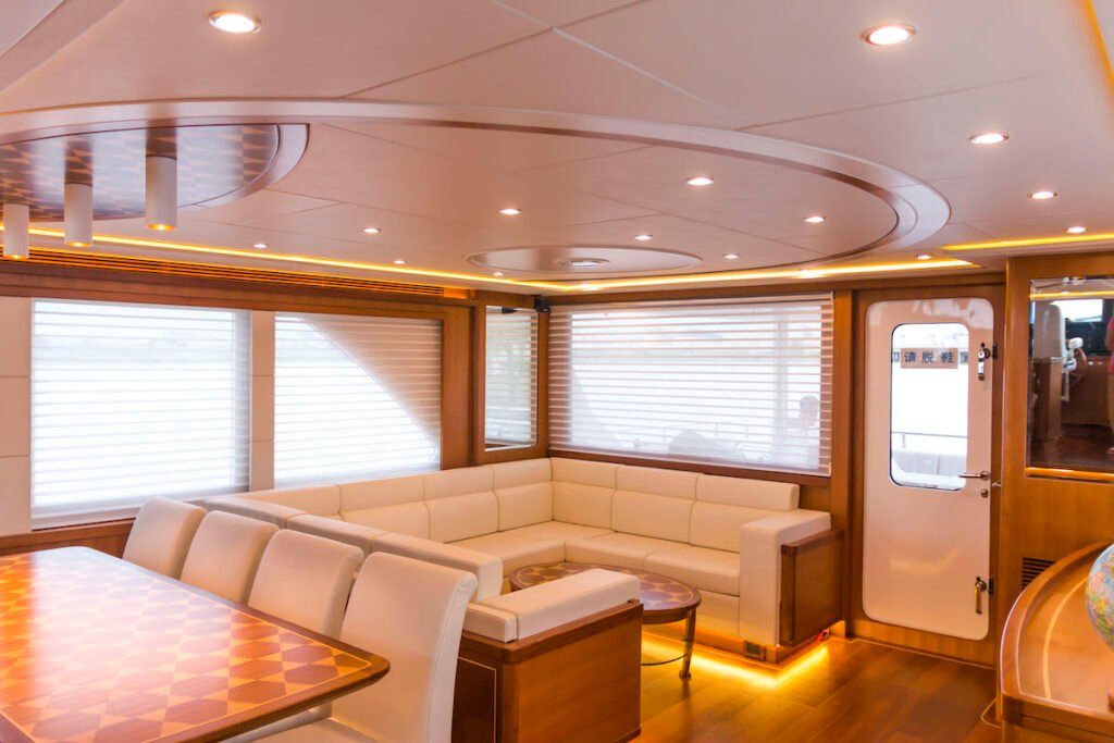 20 metre inboard semi-displacement yacht for sale, interior and living space