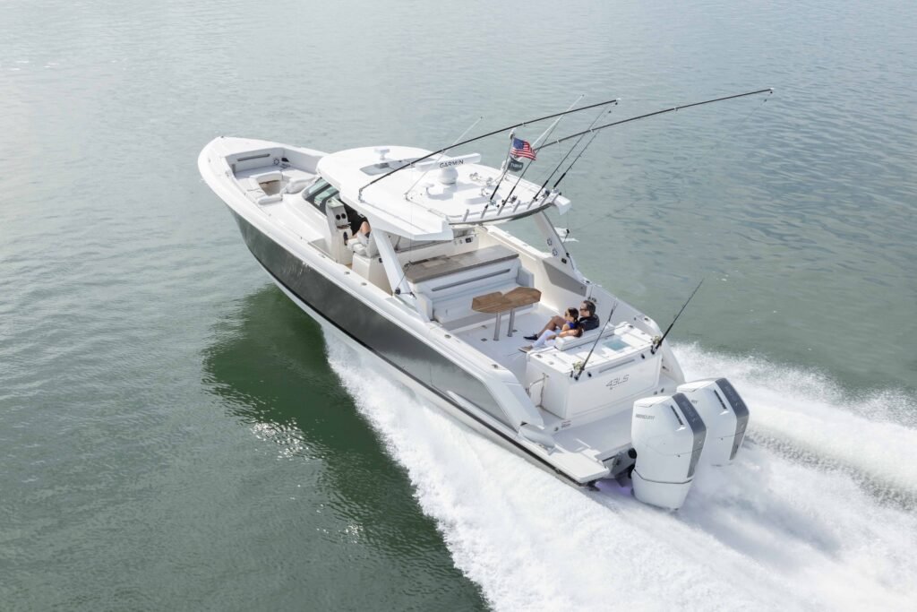 13 metre 2 cabin monohull yacht at anchor, aerial view