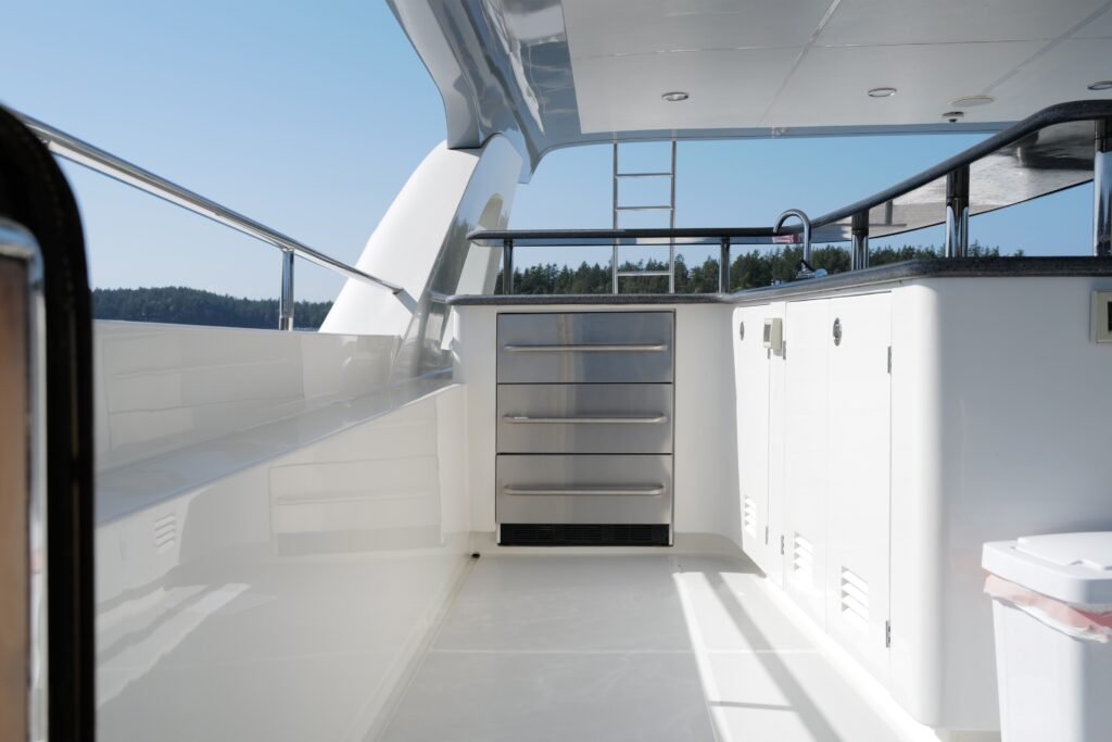 Chinese steel yacht interior and wheelhouse